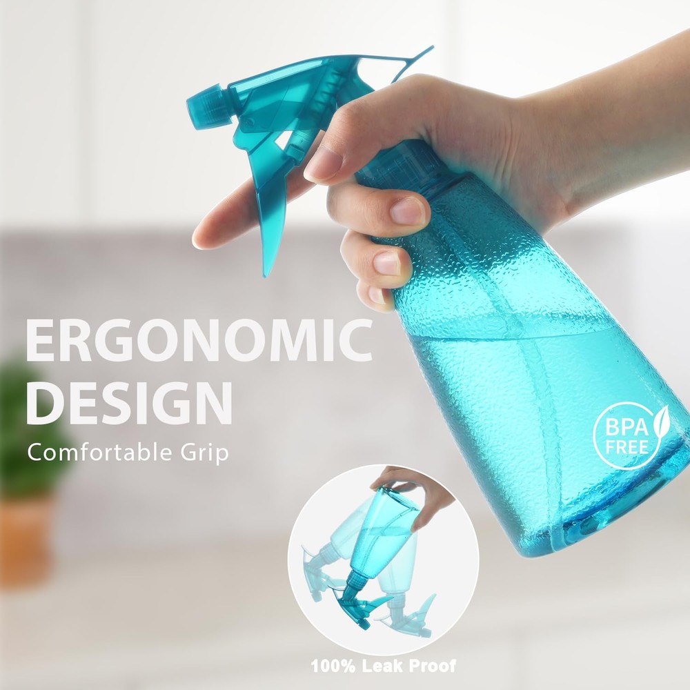 Bealee 3Pack 16oz Spray Bottles Mist & Stream, LeakProof Plastic