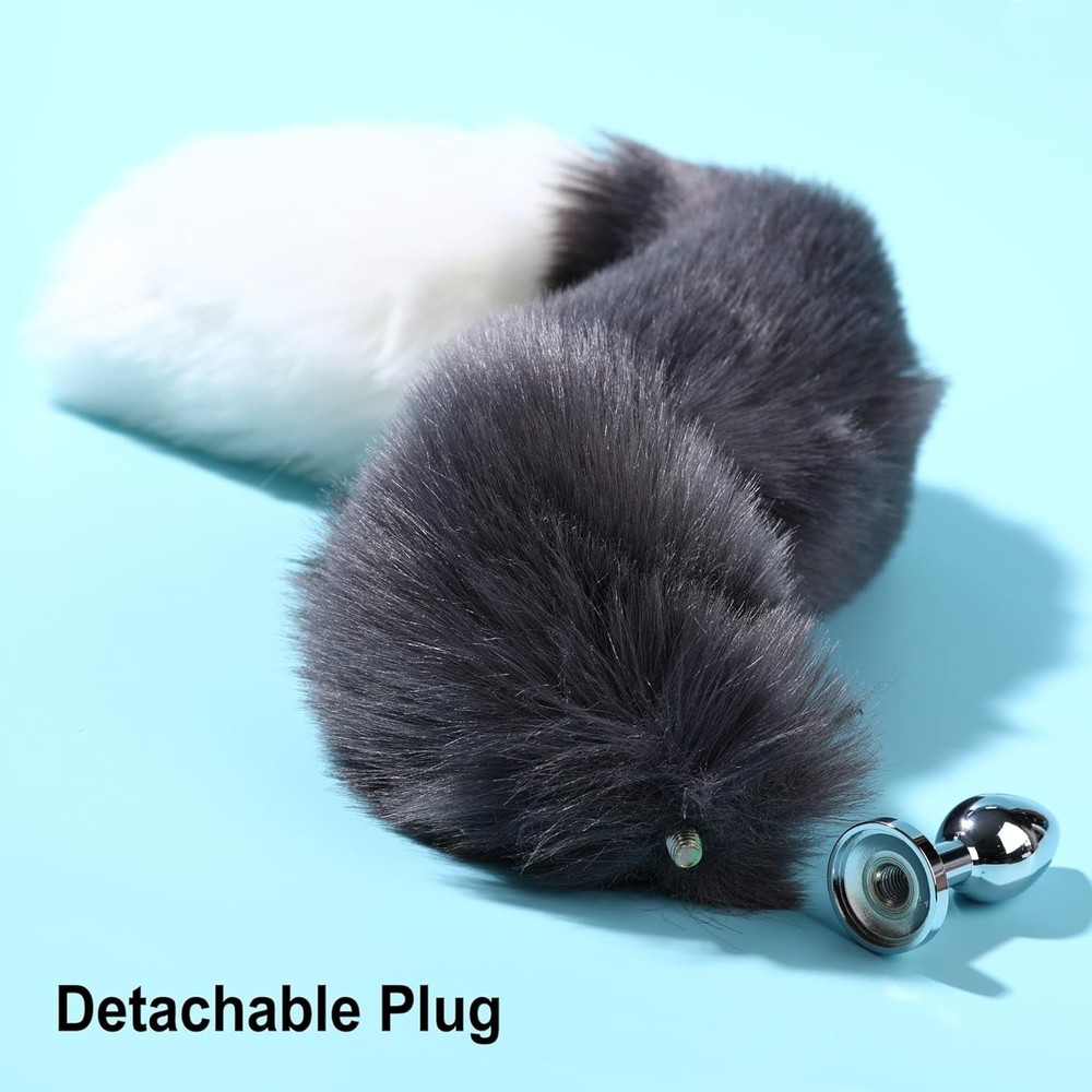 Fox Tail Plug with Detachable Butt Plug, Thickened and Extended Butt Plug Tail F