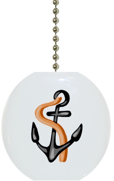 ANCHOR Nautical Solid CERAMIC Ceiling Fan Pull Light Lamp NEW