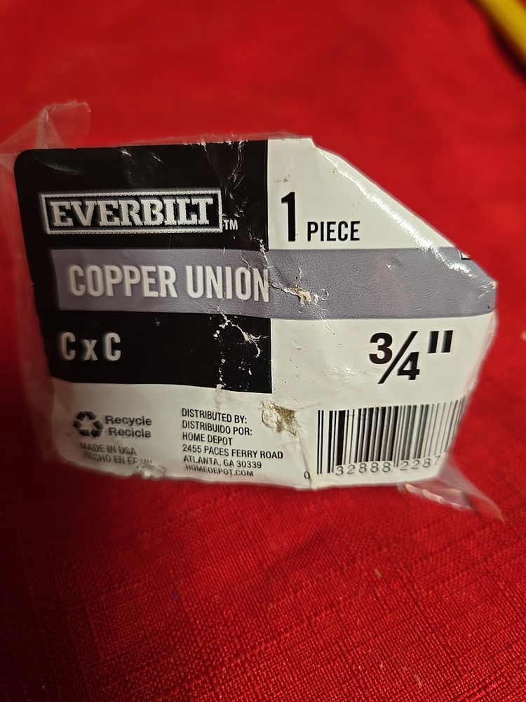 Everbilt Union Fitting Copper Cup x Cup 3/4" 682 663