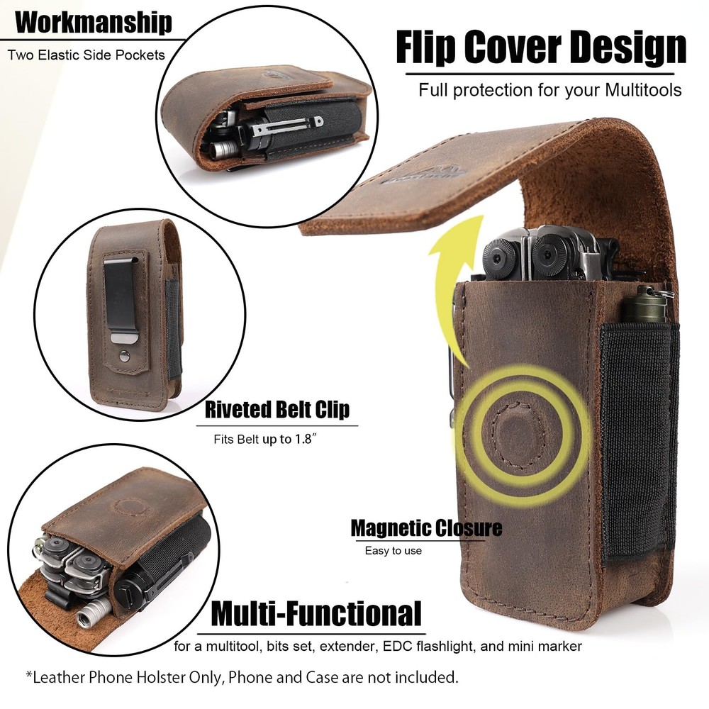 Multitool Sheath for Men Belt Leather Multitool Holster EDC Belt Organizer ...