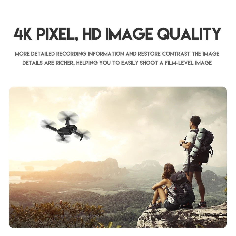 Drone 2025 4K HD Dual Camera WiFi FPV RC Foldable Quadcopter + 4 Batteries US