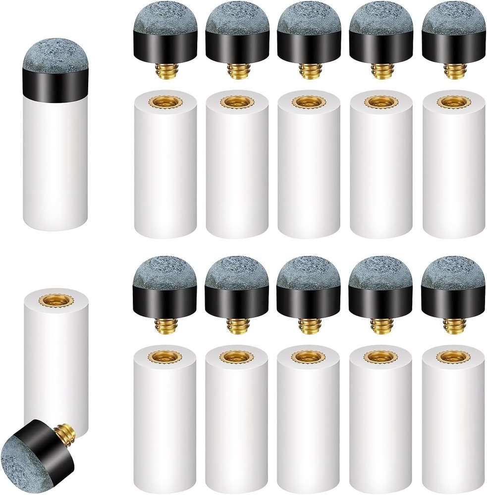 Gray Pool Cue Tip Replacement Set - 10 Durable Leather Tips Included