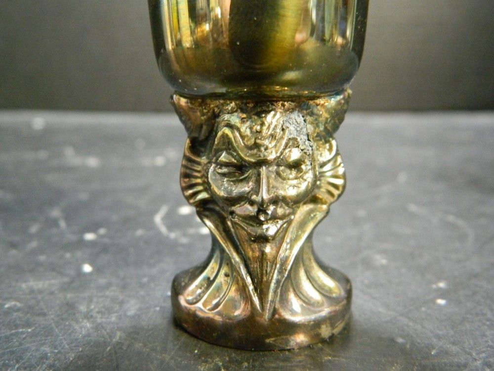 Vintage Etched Reed & Barton Silver Plate Winking Devil Jigger/Shot Glass 259 EX