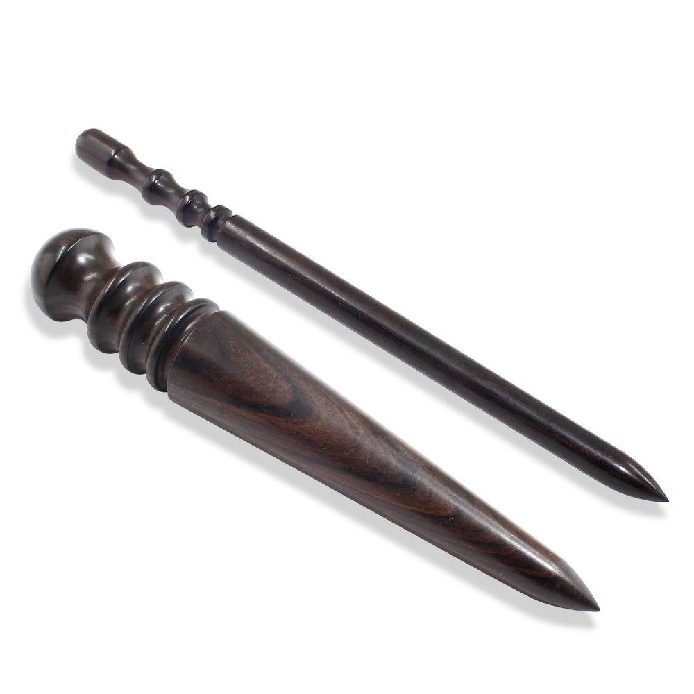 2 Pack Ebony Wood Leather Edge Burnisher Slicker Polishing Tools Leatherwork Set