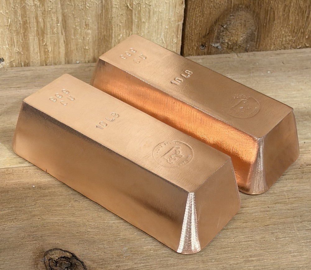 10 Lb .999 Solid Copper Bar | Hand Poured Copper Bullion