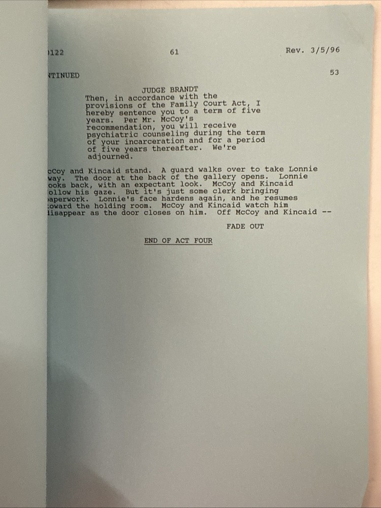LAW & ORDER 1996 TV SHOW SCRIPT “SLAVE”