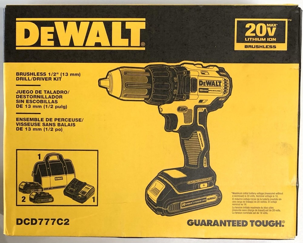 DEWALT 20V MAX Cordless Drill / Driver Kit, Compact, Brushless (DCD777C2)