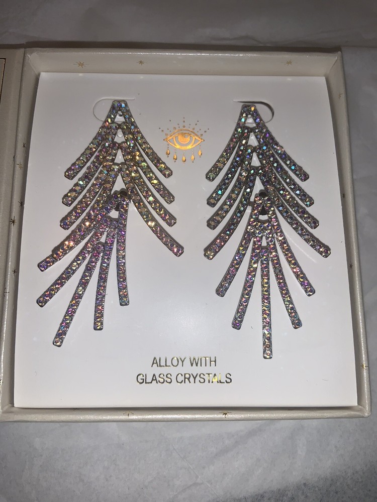 Glass Crystal Clear Dangle Drop Earrings