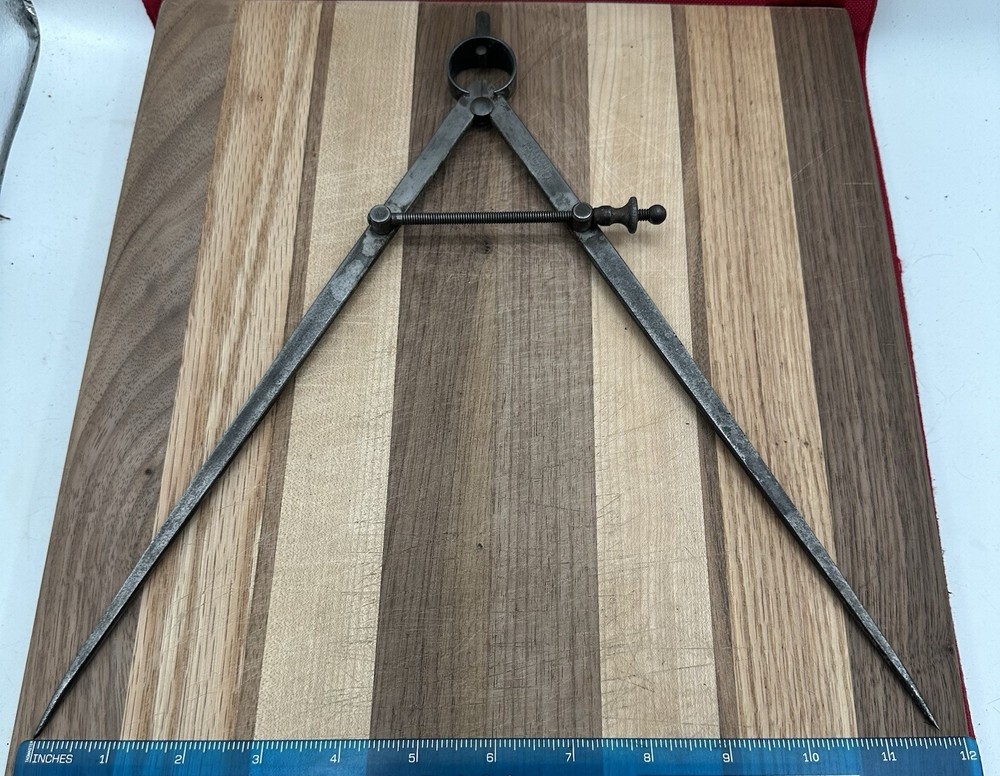 Vintage L. S. Starrett Co. Large 11" Flat Leg Spring Compass Divider Tool