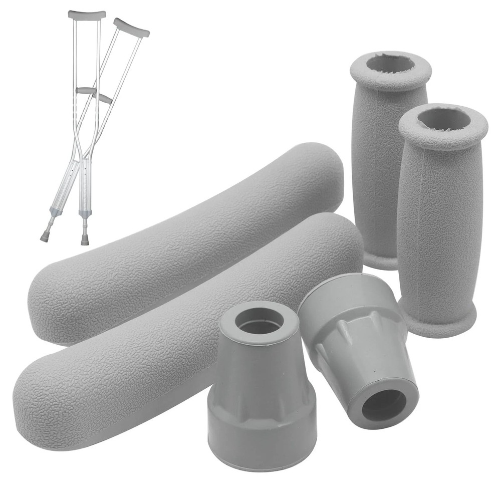 Replacement Crutch Pads 6 Pieces Accessory Kit with Gray