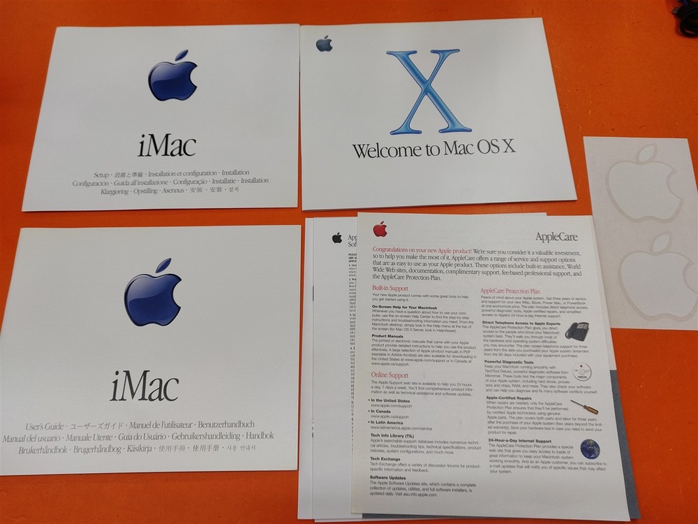 ⭐️⭐️⭐️⭐️⭐️ 2001 Full Apple iMac Setup User Guide Mac OS X Manuals + Stickers