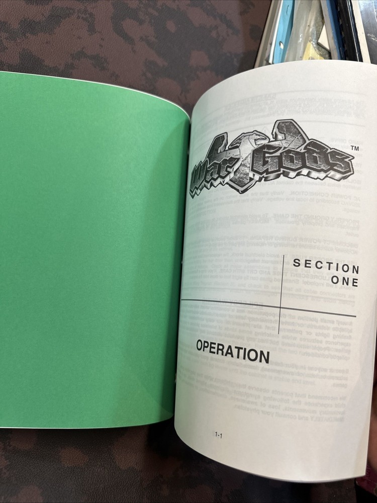 WAR GODS MIDWAY game manual