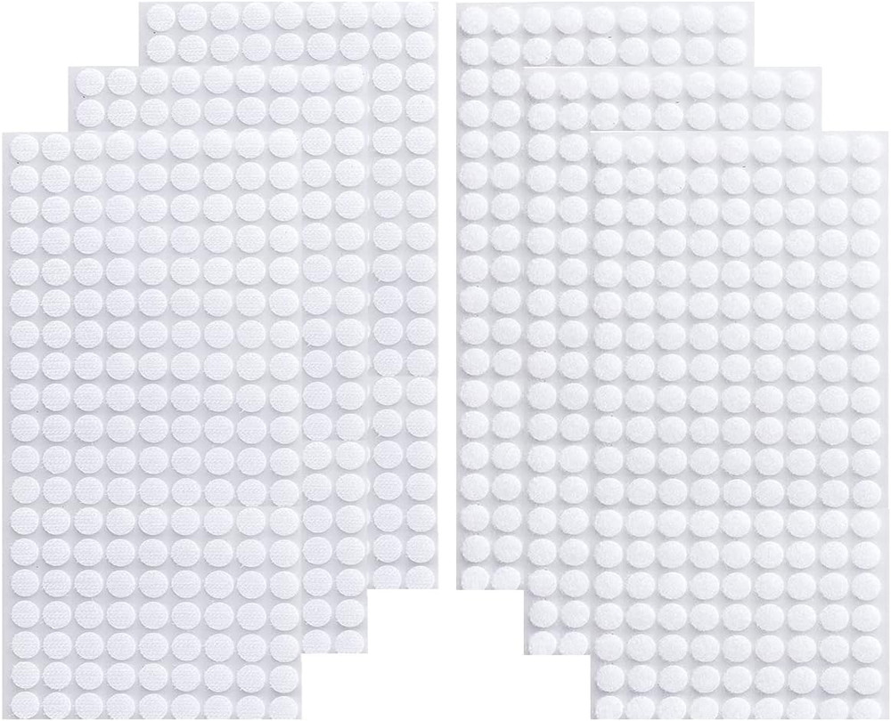 1008Pcs 0.39In Diameter Sticky Back Coins Hook Loop Self Adhesive Dots White