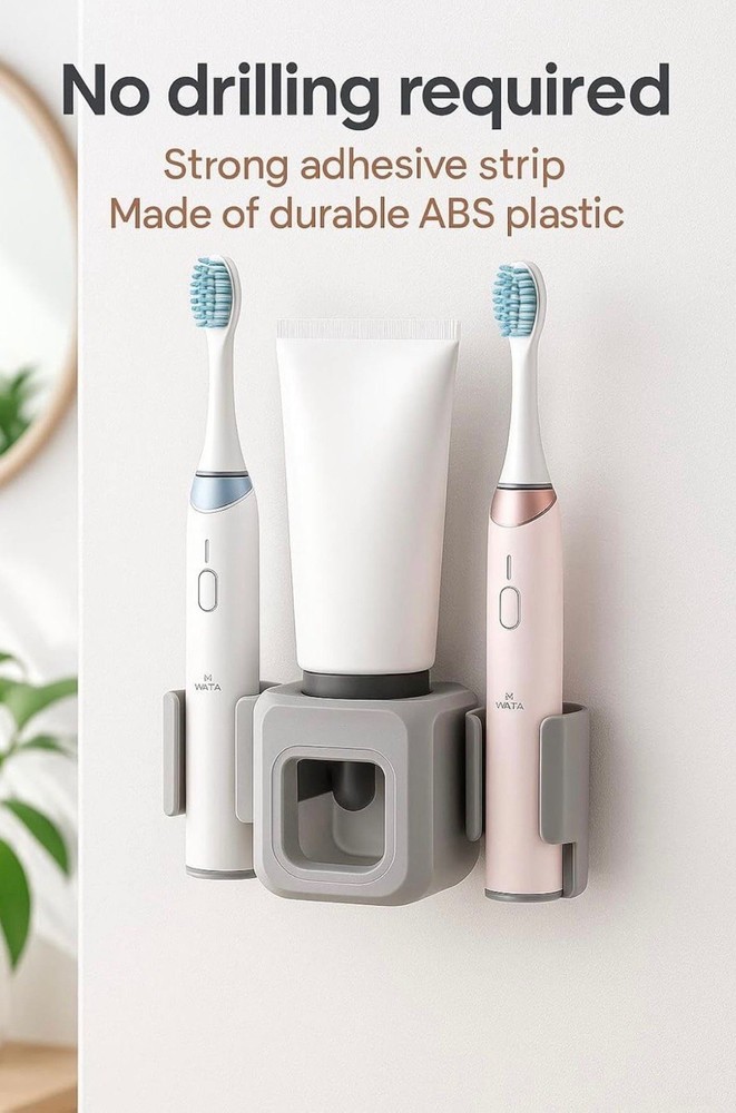 Wall Mounted Toothbrush Holder And Toothpaste Dispenser