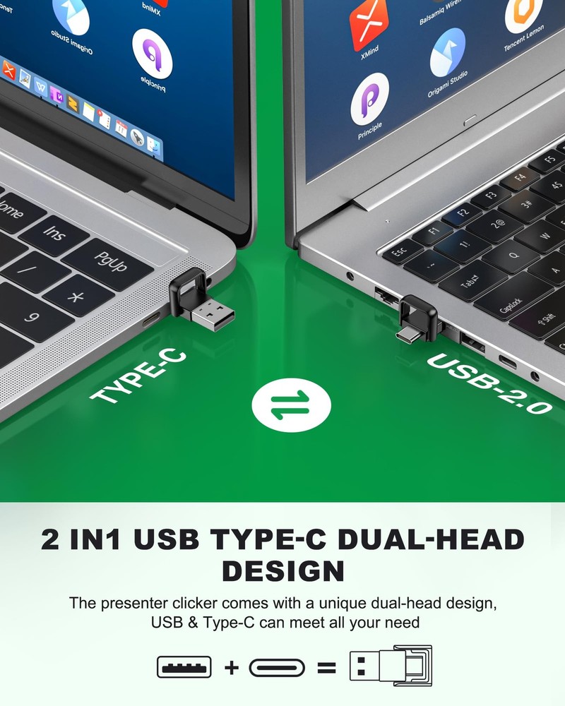 Wireless Rechargeable Presentation Clicker Remote Air Mouse Control Gyro Pointer