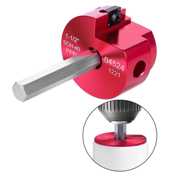 PVC Pipe Reamer Tool, Fitting Saver with1-½-Inch Head Aluminum 3/8'' Hex Shaft
