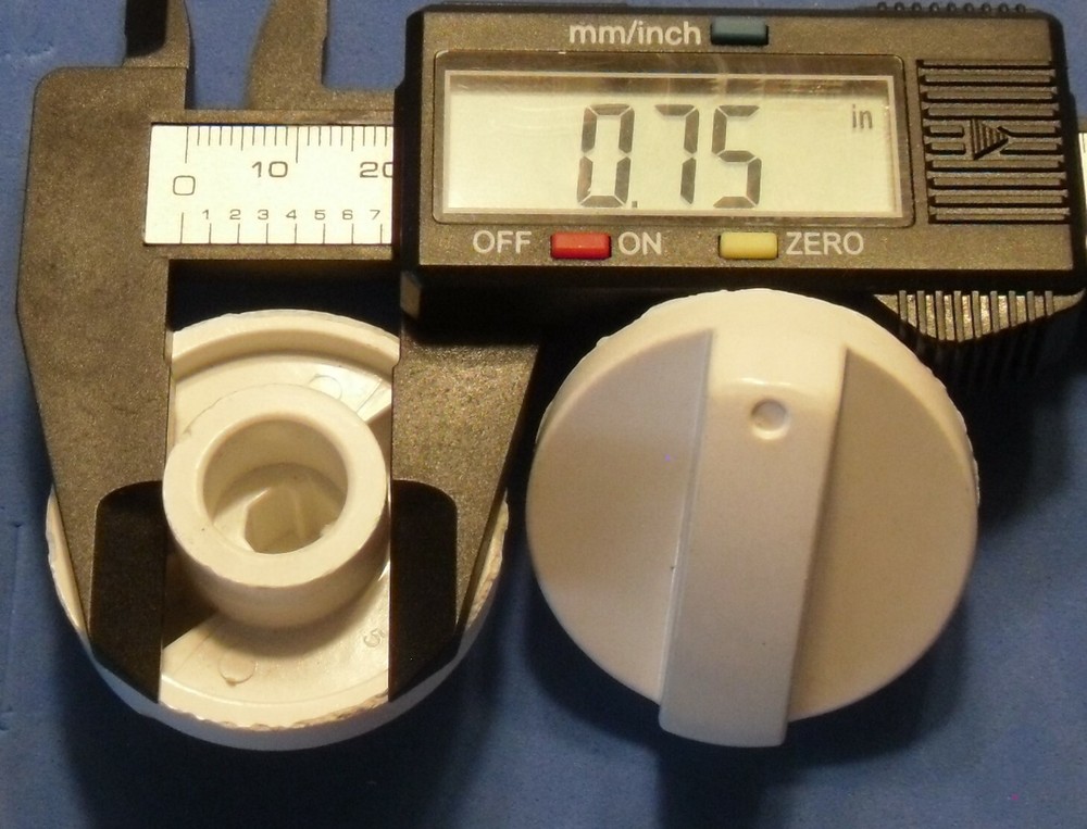 Vintage 1-1/2" Bakelite White Pointer Control Knob - Quarter Inch Flatted Shaft