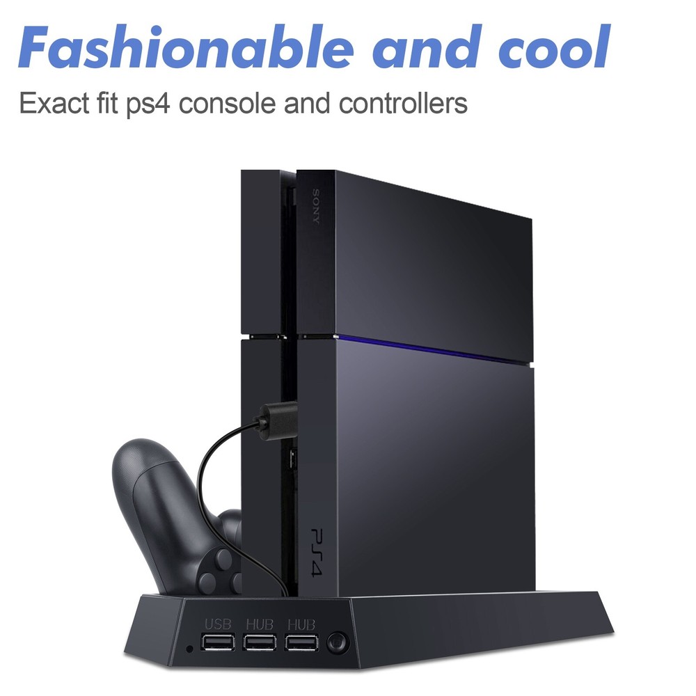 For PlayStation 4 PS4 Cooling Station Vertical Stand 2 Controller Charging Dock