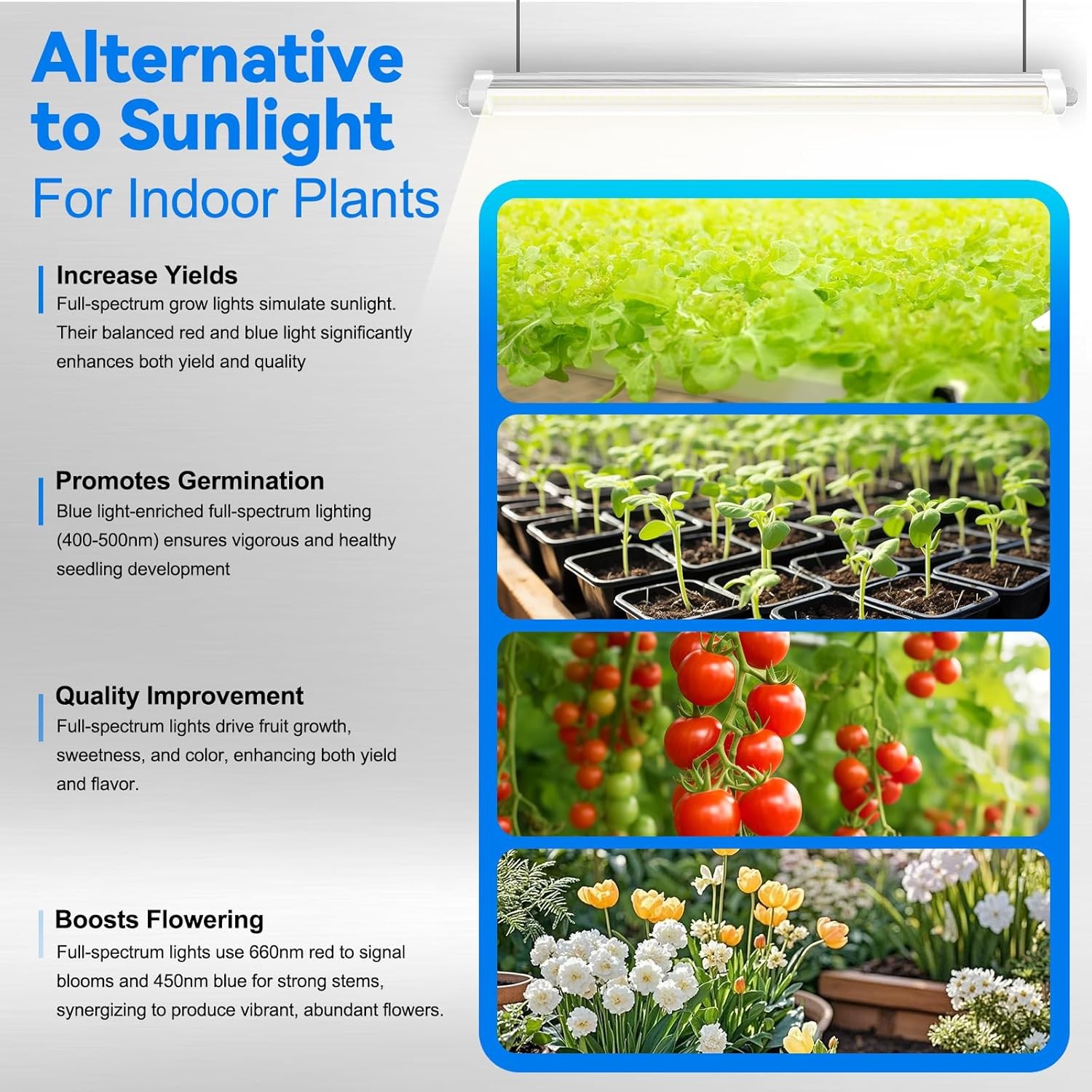 LED Grow Lights 2-20Pack T8 3-4FT 36、48W Indoor Linkable LED Plant Growing Lamps
