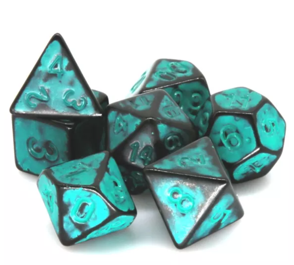 Graffiti Green 7 Dice Set - 5E DND Dungeons Dragons Pathfinder RPG d20
