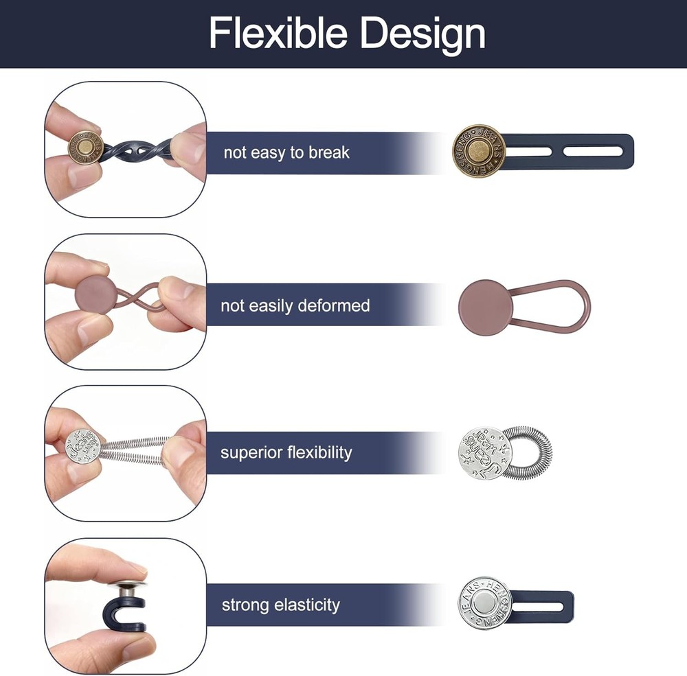 16 Pcs Button Extender for Jeans & Pants, Adjustable Pants Waist Button Extender