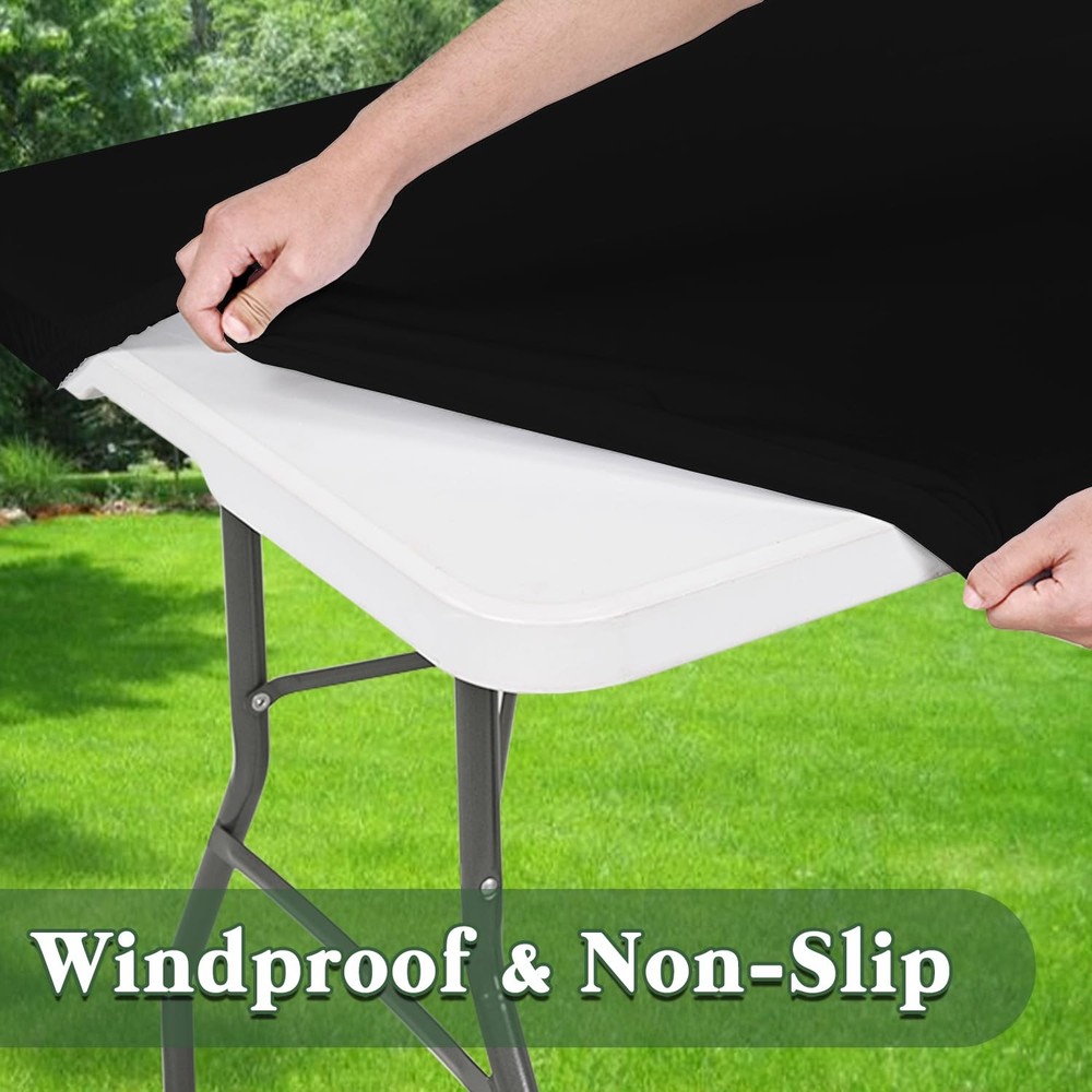 6 Pack Picnic Table Cover Fitted Tablecloth for 8 Foot Rectangle Tables Elast...