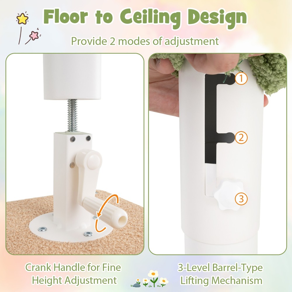 Floor to Ceiling Cat Tree w/ 86"-99.5" Adjustable Height Space Capsule Condo
