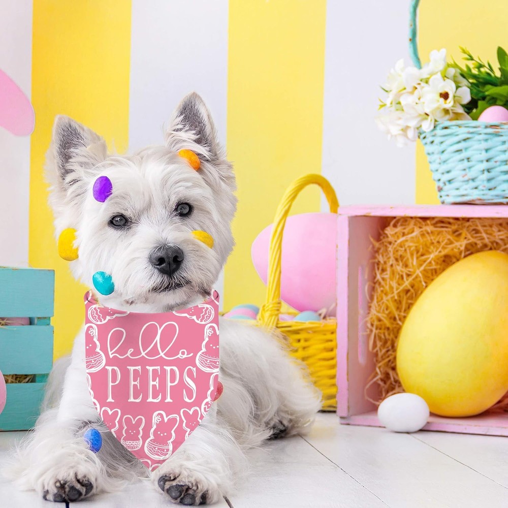 Easter Dog Bandanas, Reversible Dual-Layer Easter Eggs Design 2 Pack, Happy E...