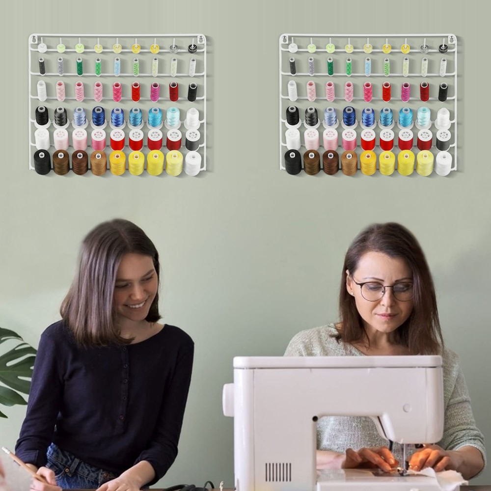 YBING Thread Holder Wall Mount 54 Spools Sewing Thread Rack Embroidery Thread...