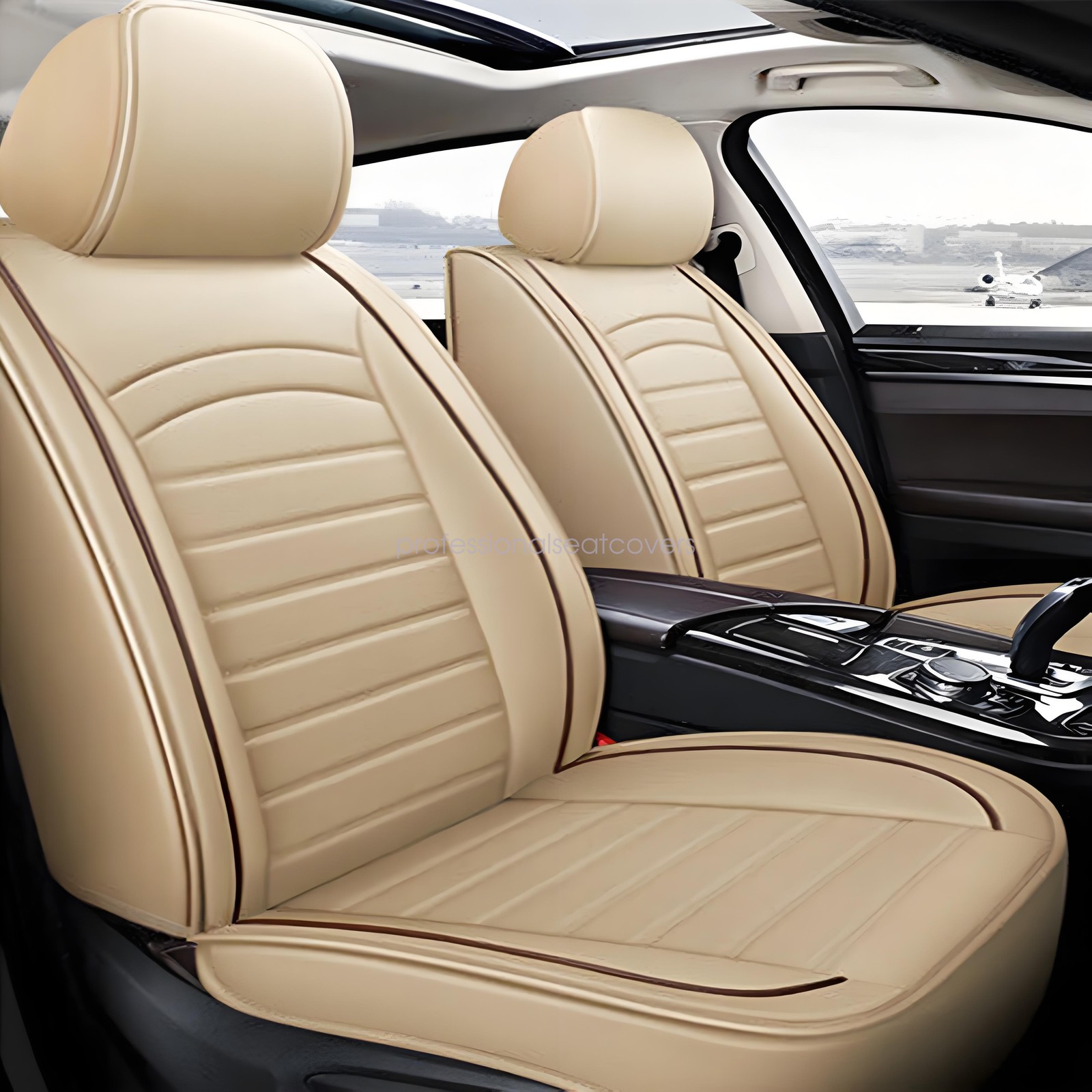 For Lexus Leather Car Seat Covers 5-Seats Front Rear Full Set Protectors Pad Tan