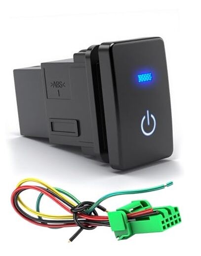 12V Blue LED Push Button Switch Waterproof Toggle with 4-Wire Connector Kit