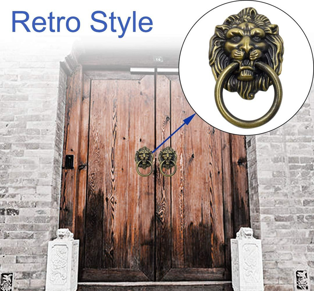 12 Pack Cabinet Knobs Pulls Lion Head Ring Pulls Handle for Drawer Dresser Wardr