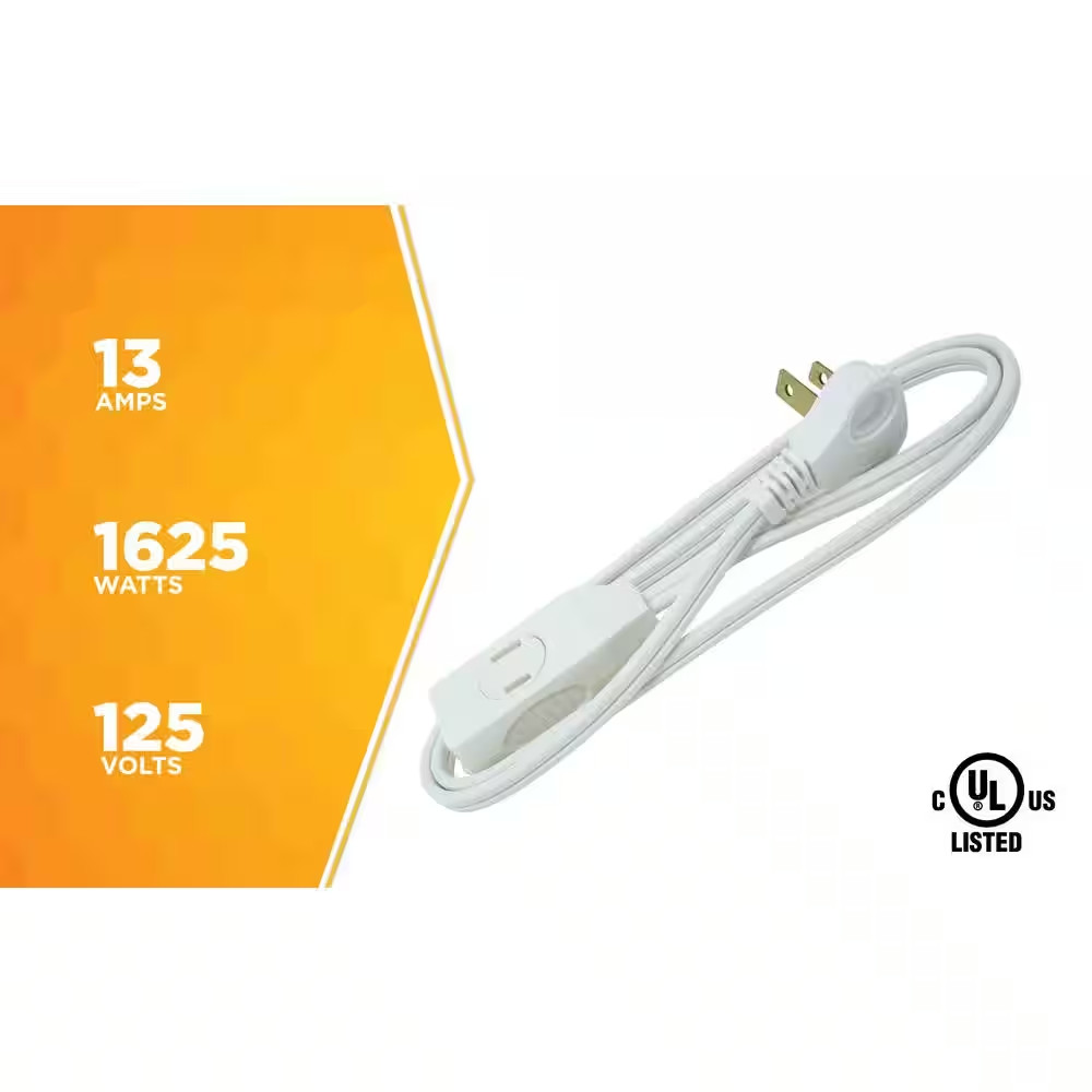 3 Ft. 16/2 SPT-2 Indoor Light-Duty Flat Plug Extension Cord