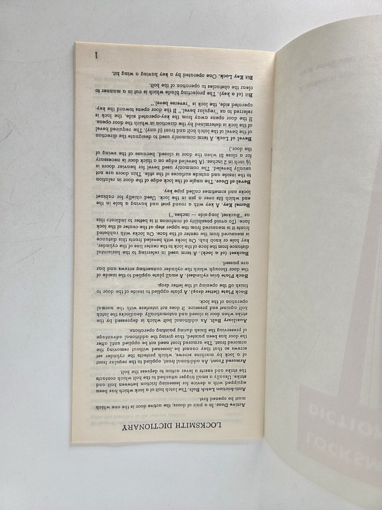 Vintage Locksmith Dictionary