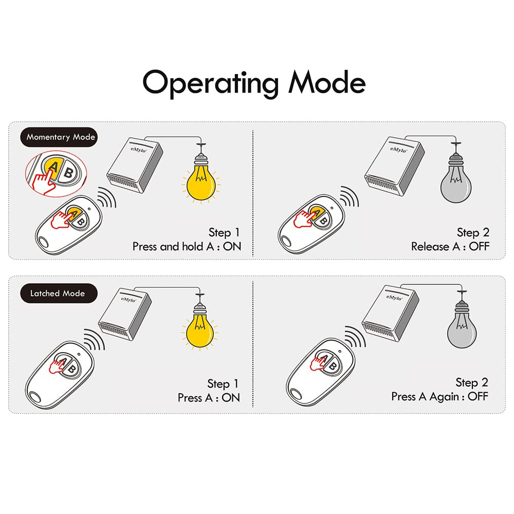 Emylo Wireless Remote Switch RF DC 12V 1 Channel One Relay Light Switch Transmit
