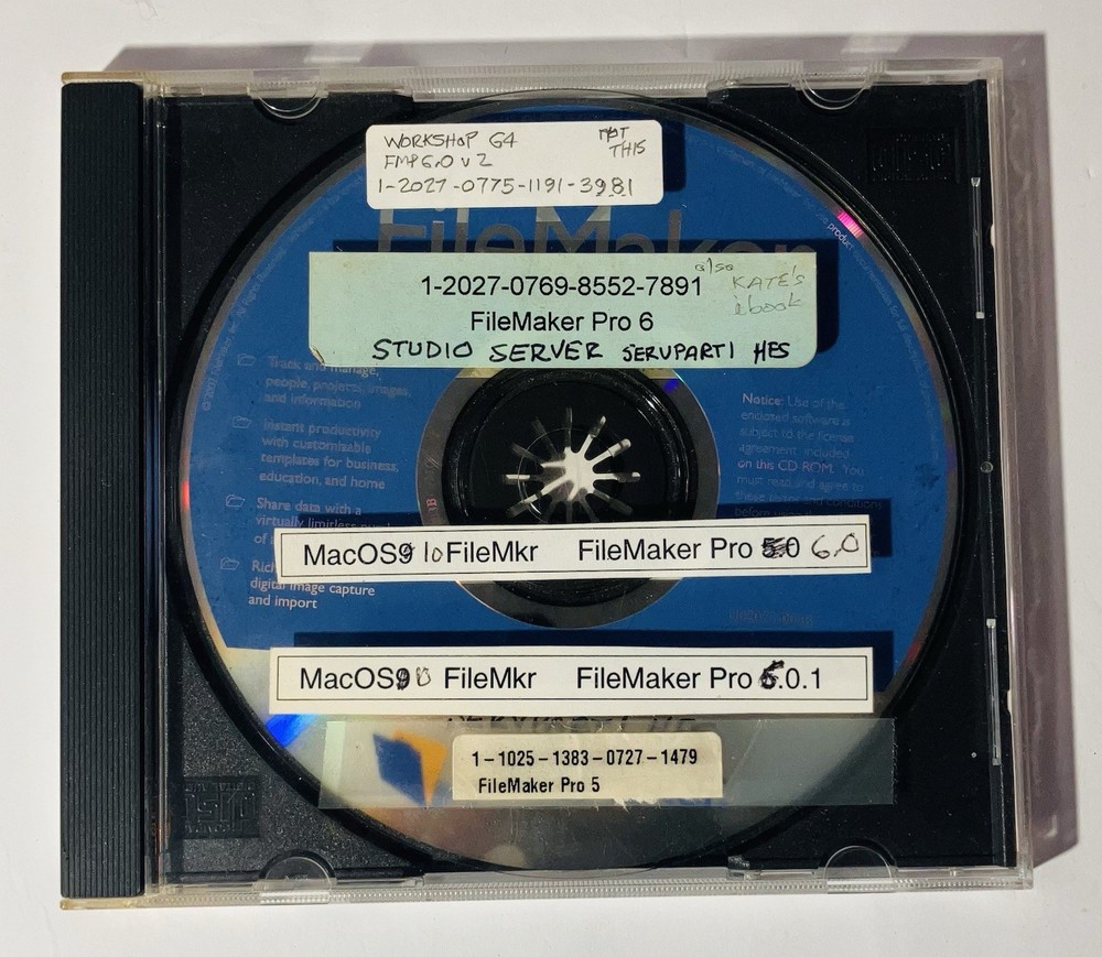 FileMaker Pro 6 Developer 6 Mac CD Software w Manual License Card 2002