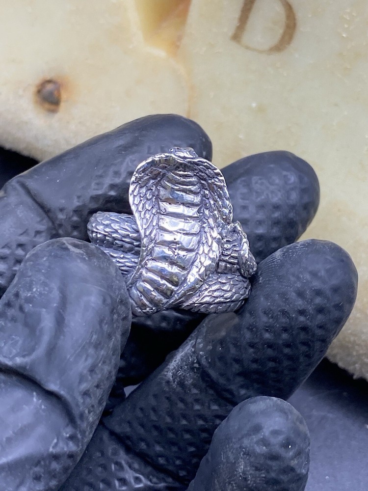 Cobra Ring Solid Sterling Silver Size 8