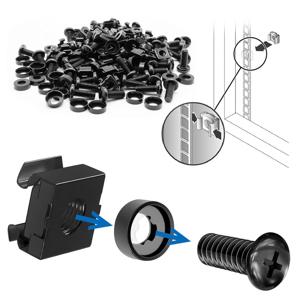 Rack Mount Screws M6x16mm Cage Nuts Washers 40 Sets