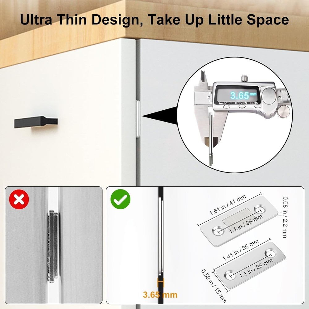 Ultra Thin Magnetic Door Catch 4-Pack - Secure & Discreet Cabinet Solution