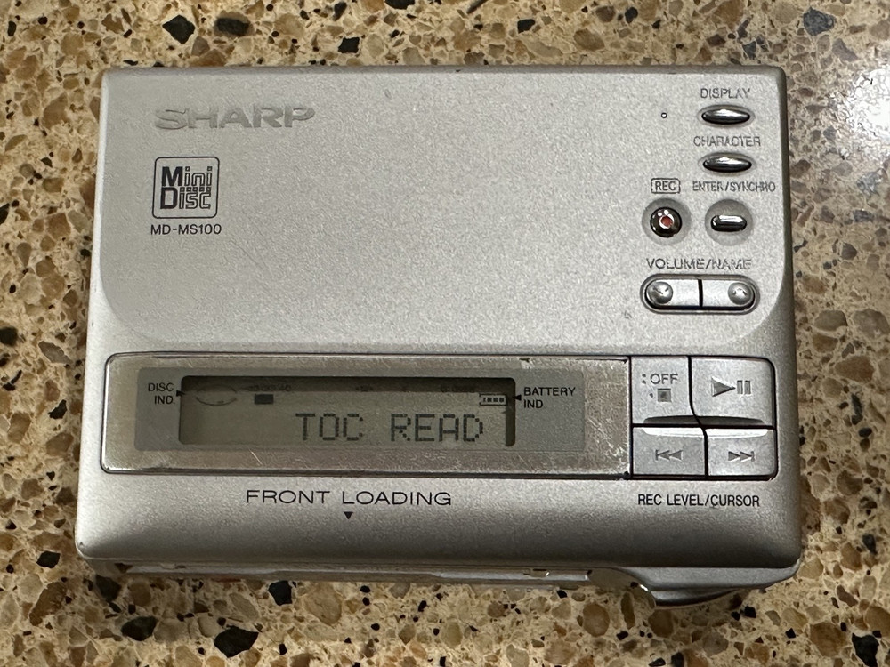 Sharp MD-MS100 Portable MiniDisc MD Recorder - Tested Working - US Seller