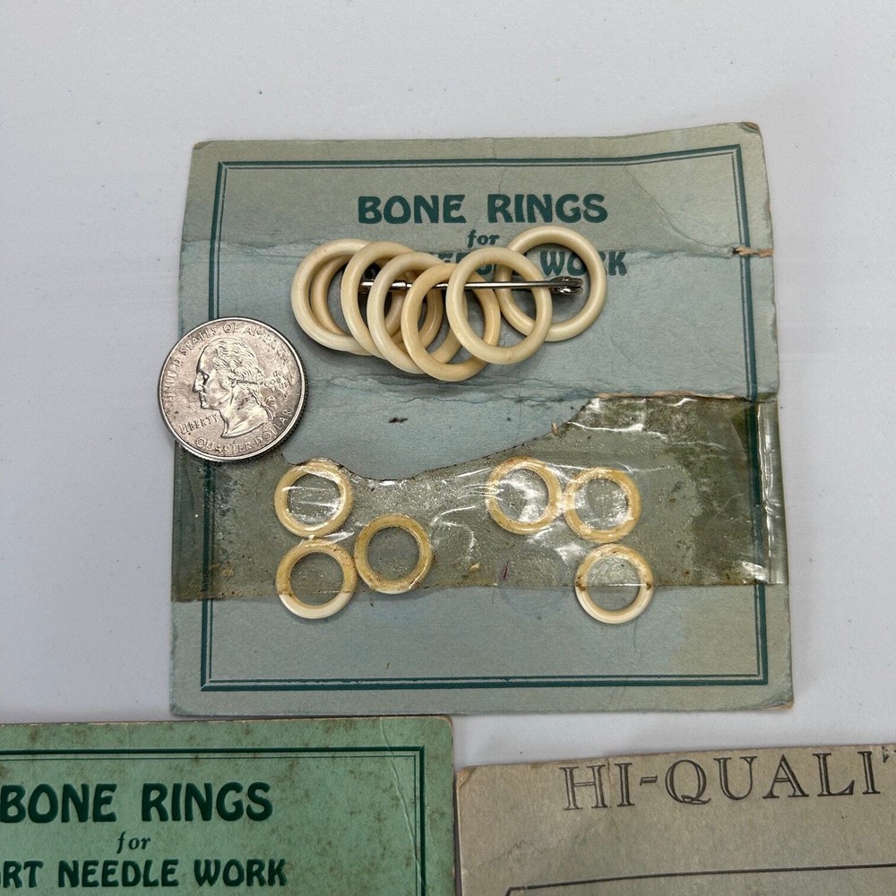 Antique Authentic Bone Crochet Rings 22 Small 7 Large (29)
