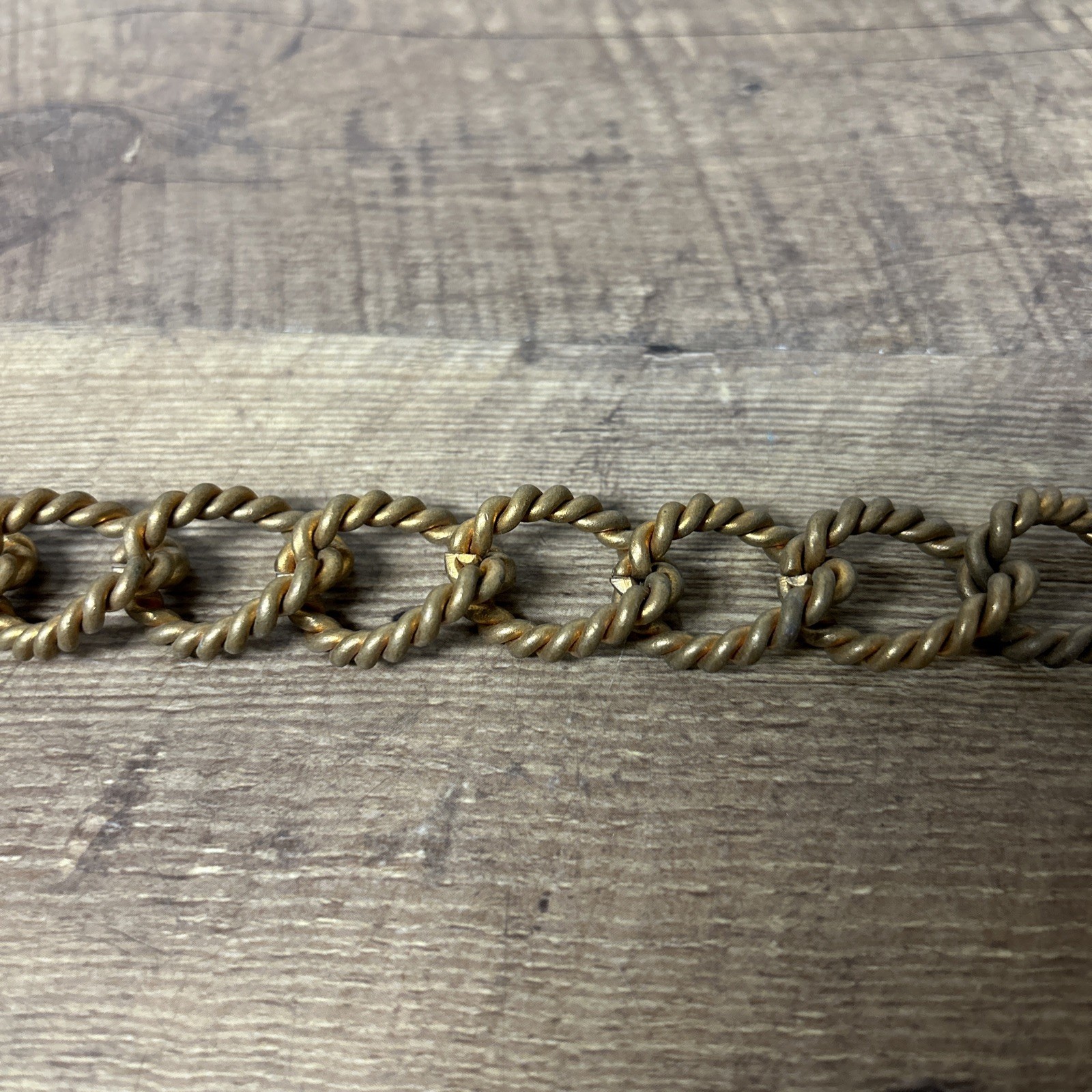 Old Vtg 36” Braided Brass Light Fixture Chain Hanger Chandelier Porch Light