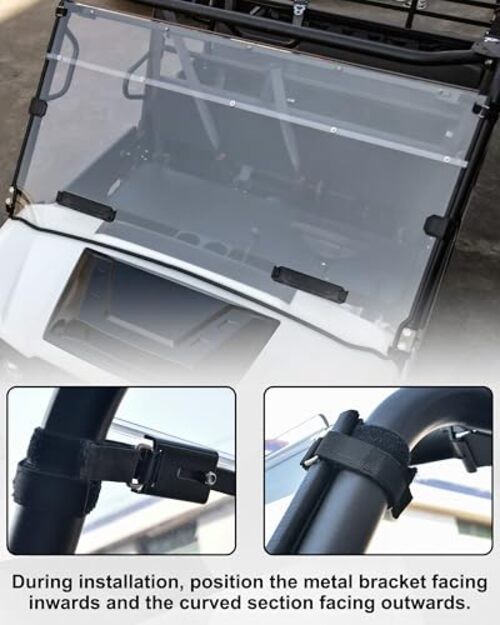 Full Windshield for Kawasaki Mule Pro, Clear Dustproof Durable Hard Coat Poly