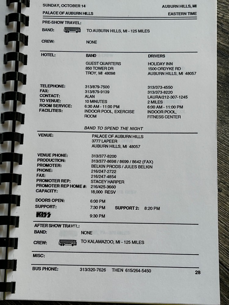 KISS Program Tour Itinerary Book Hot In The Shade Concert Sept Vintage Kiss