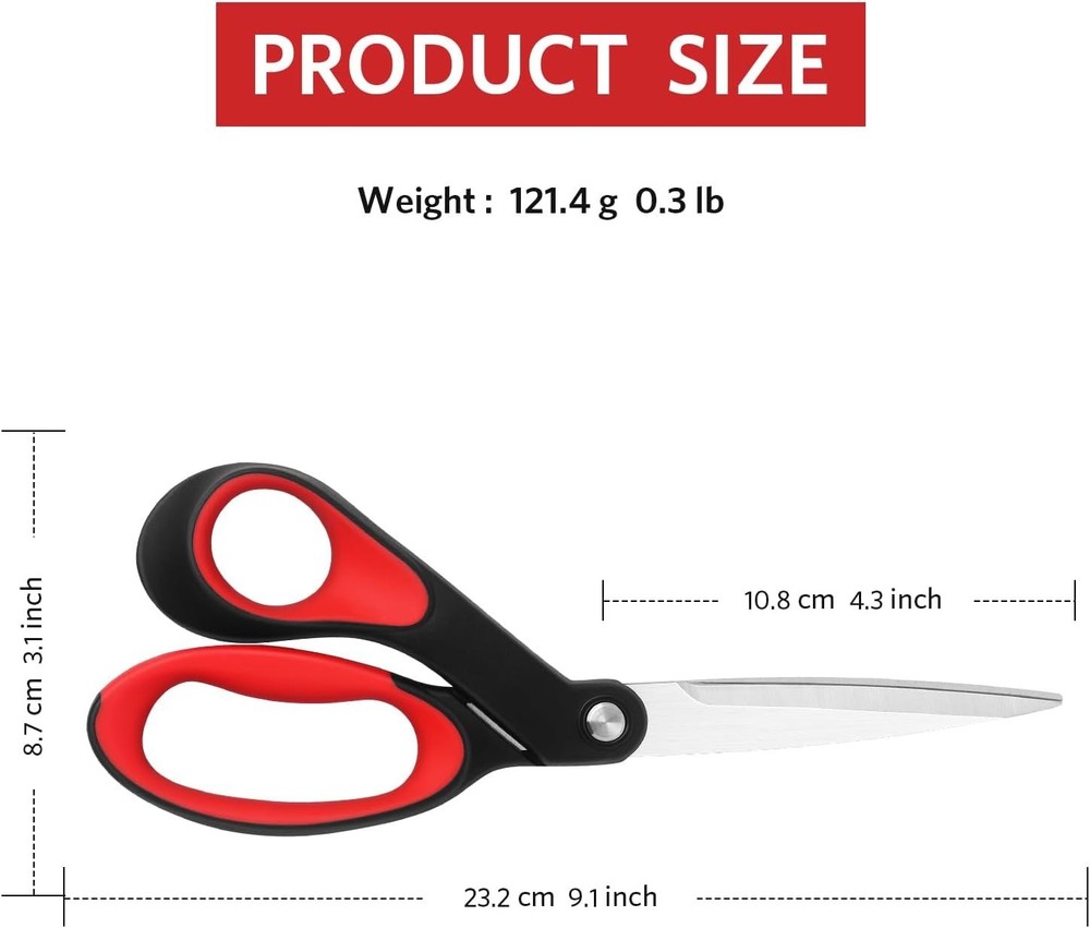True Left Handed Sewing Scissors, Heavy Duty Multi-Purpose Tailor Scissors,9inch