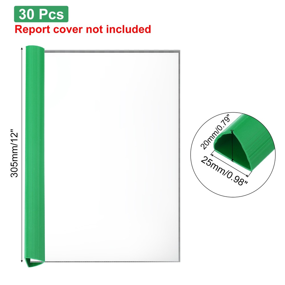 30Pcs 20x25mm Binding Bars, 220 Sheets Capacity, Green