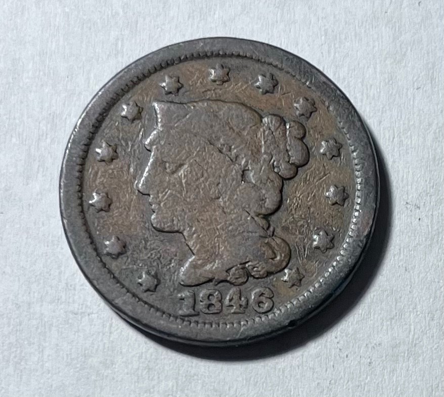 1846 braided hair  large cent