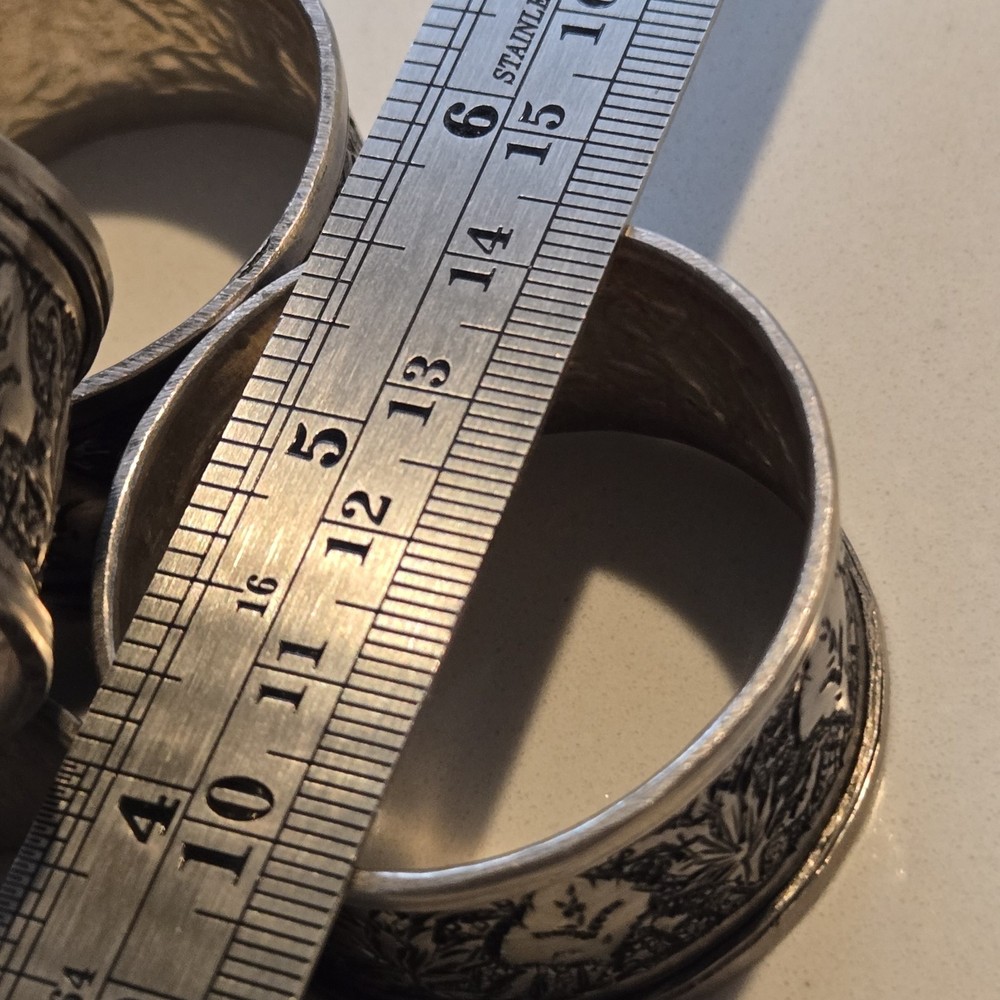 Set Of 4 Genuine Middle Eastern Solid Silver Napkin Ring