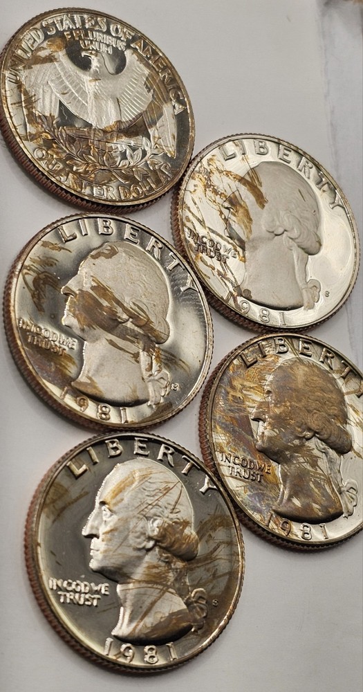 (5)-[FIVE]-UNIQUE 1981 S Type 2 Washington Quarter Proof 25 cent US Coin
